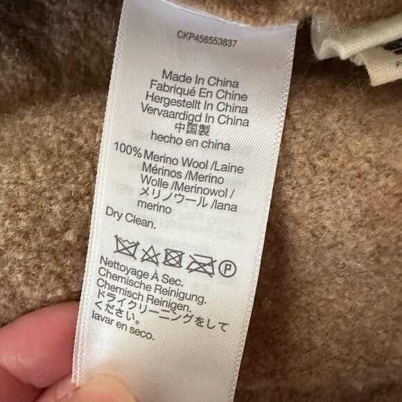 Madewell Boiled Wool Tan Popover Half Zip Sweater Women's XL - Picture 7 of 8